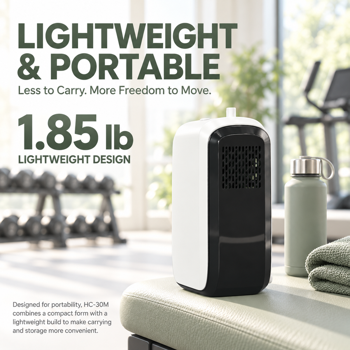 Lightweight 3L/min Continuous Flow Portable Battery Oxygen Concentrator with Carrying Bag HC-30M