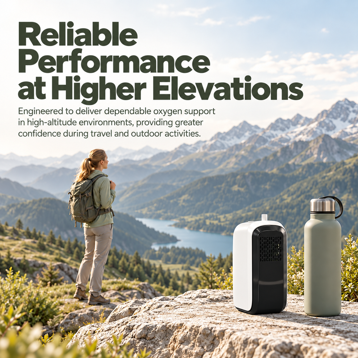 Lightweight 3L/min Continuous Flow Portable Battery Oxygen Concentrator with Carrying Bag HC-30M