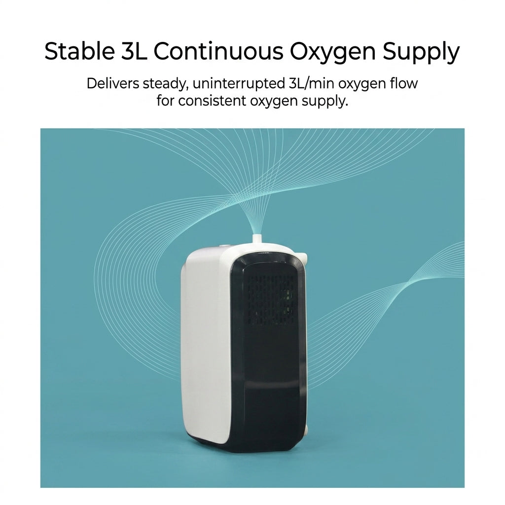 Lightweight 3L/min Continuous Flow Portable Battery Oxygen Concentrator with Carrying Bag HC-30M