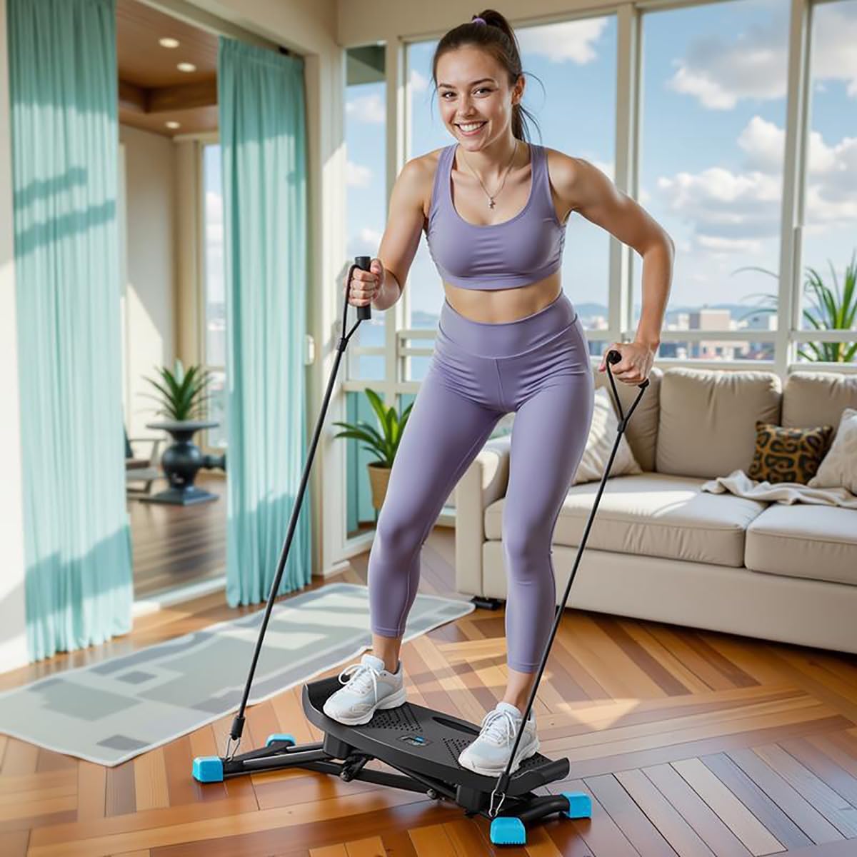 Ski Machine Simulated Ski Trainer Adjustable Height Exercise Equipment - HBJ01