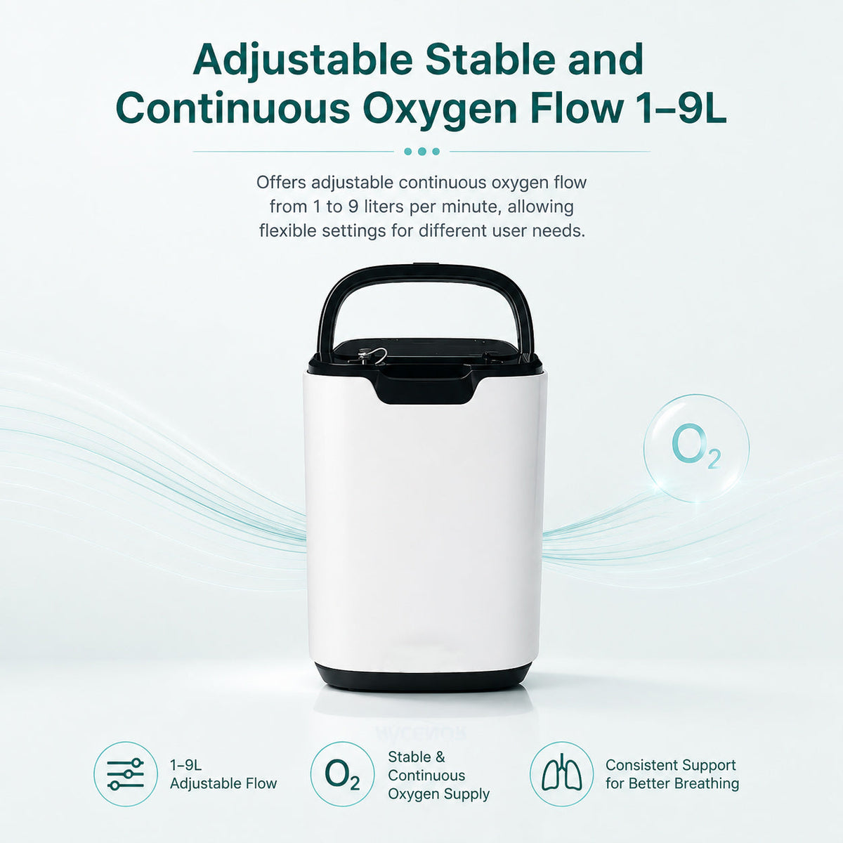 Home Use 1-9L Continuous Flow Portable Oxygen Concentrator for Sale - HOC-02