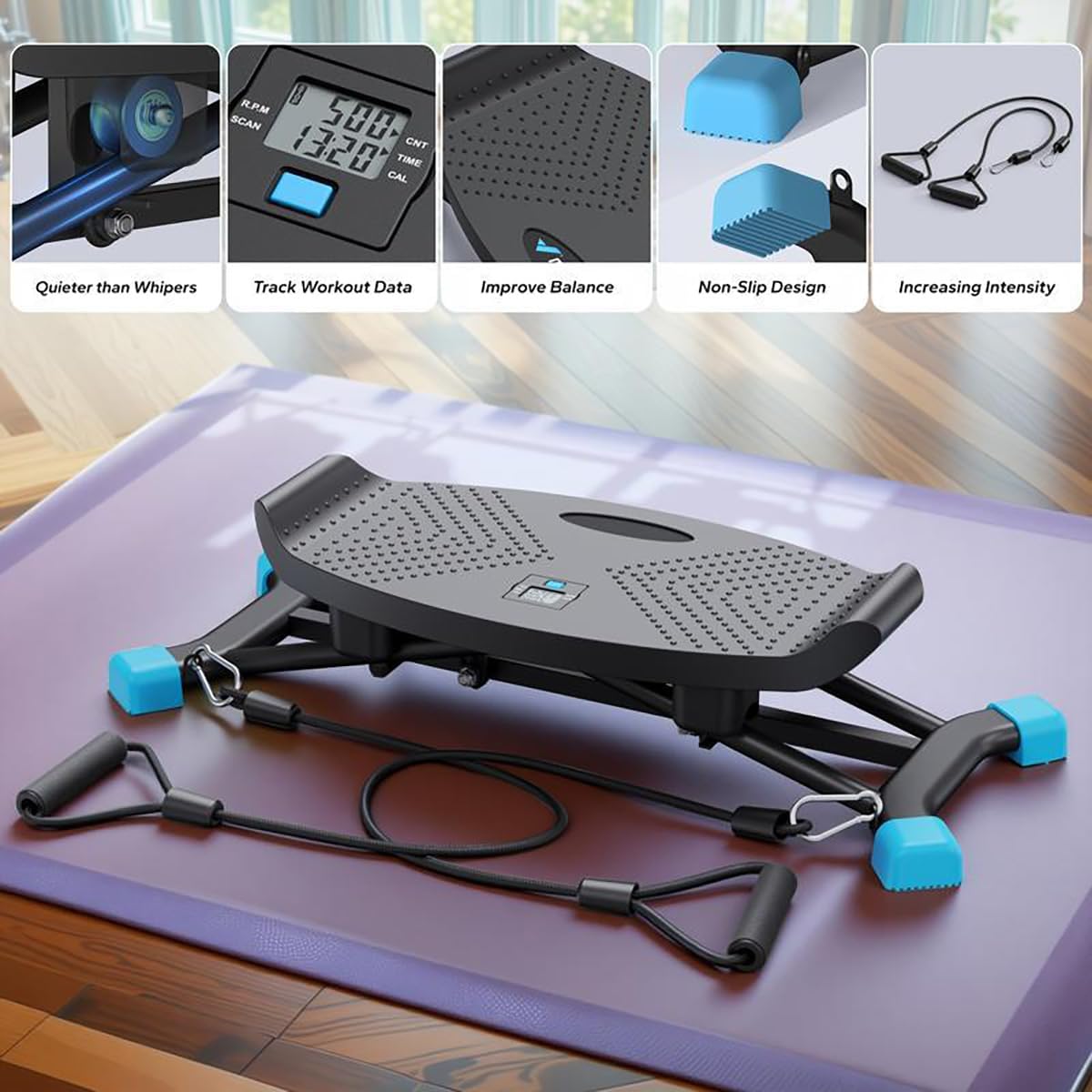 Ski Machine Simulated Ski Trainer Adjustable Height Exercise Equipment - HBJ01