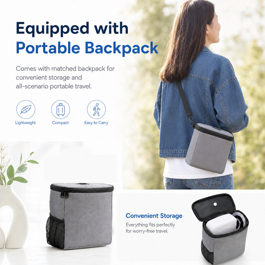 Lightweight 3L/min Continuous Flow Portable Battery Oxygen Concentrator with Carrying Bag HC-30M