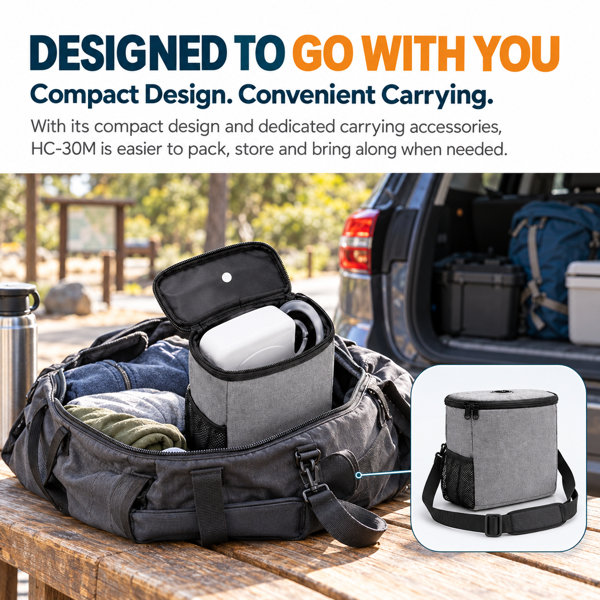 Lightweight 3L/min Continuous Flow Portable Battery Oxygen Concentrator with Carrying Bag HC-30M